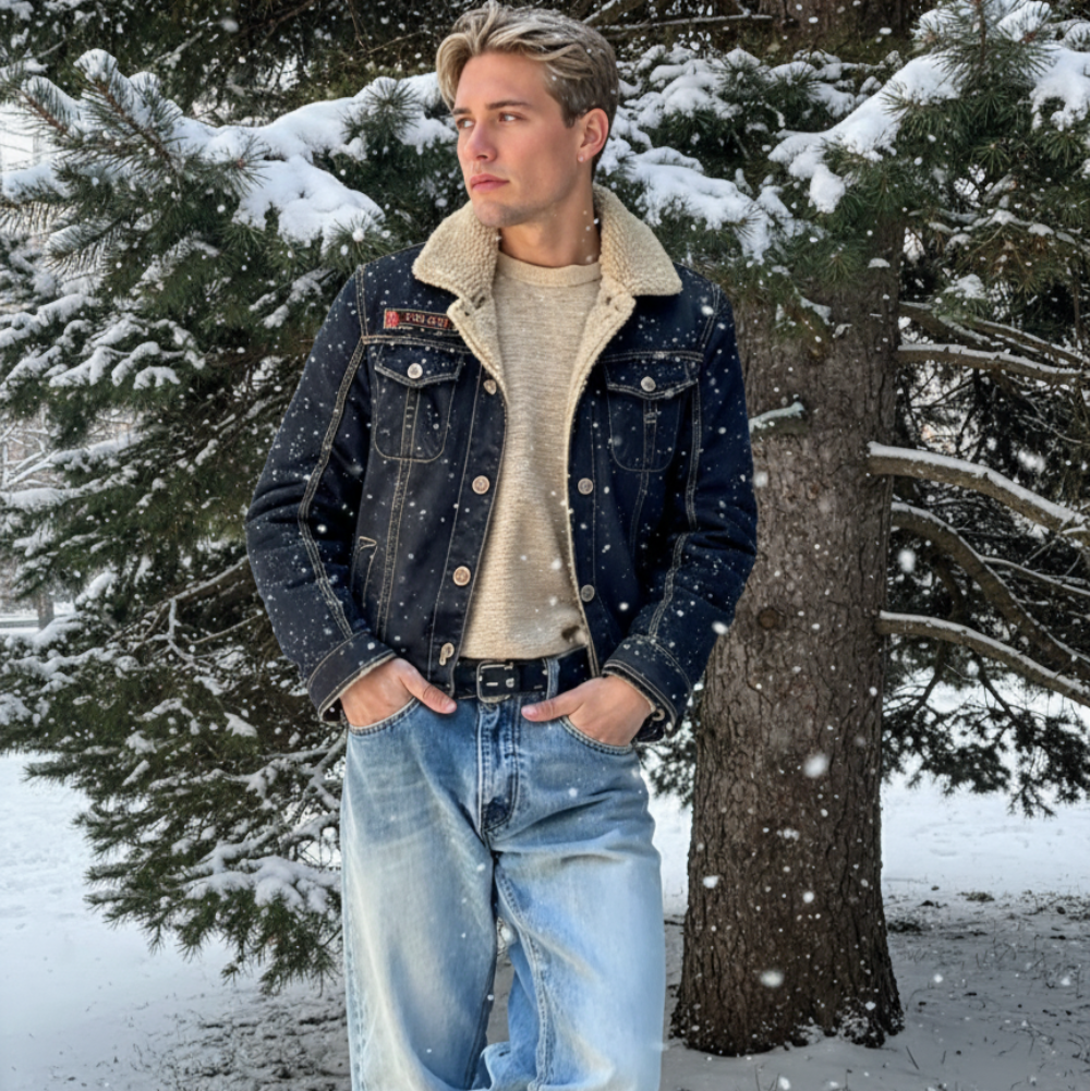 UrbanEdge Warm Denim Jacket – Classic Style, Modern Comfort