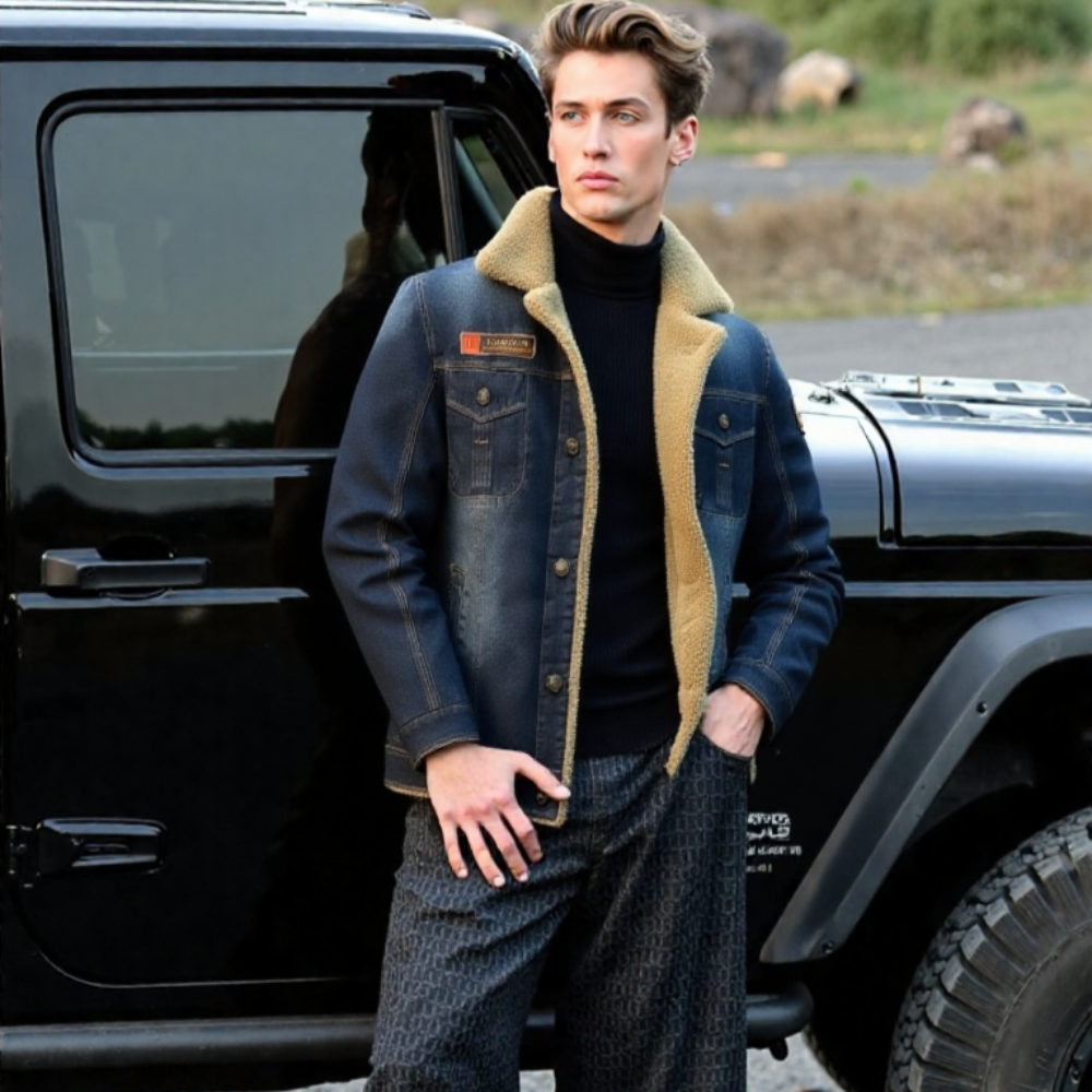 UrbanEdge Warm Denim Jacket – Classic Style, Modern Comfort