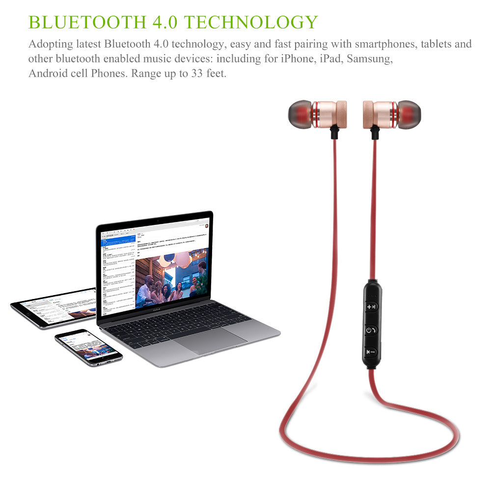 AeroBeat Wireless Bluetooth 4.0 Sports Earphones – Hi-Fi Sound & Magnetic Design