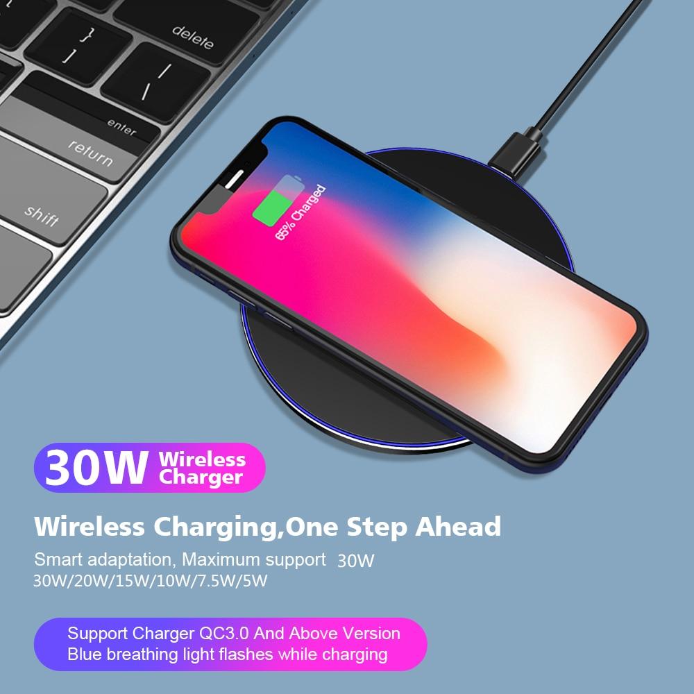 PowerZen W9 30W Wireless Charging Pad – Ultra-Slim Fast Charge (USB-C)